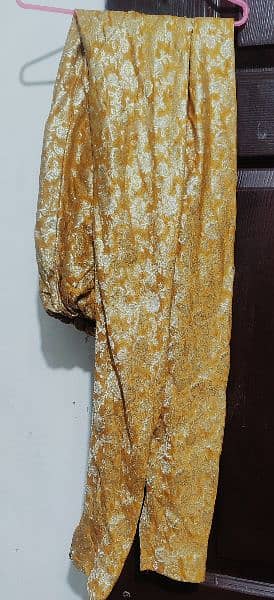 Beautiful Yellow Golden 4 PCs Jammavar & net open-upper style dress 1