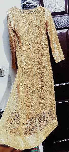 Beautiful Yellow Golden 4 PCs Jammavar & net open-upper style dress 2