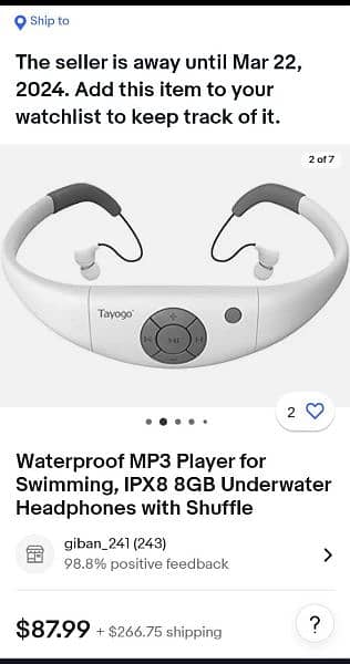 Waterproof headphone with usb 8gb 0