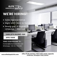 We are hiring/ Jobs/ English language/ Male only/Night shift