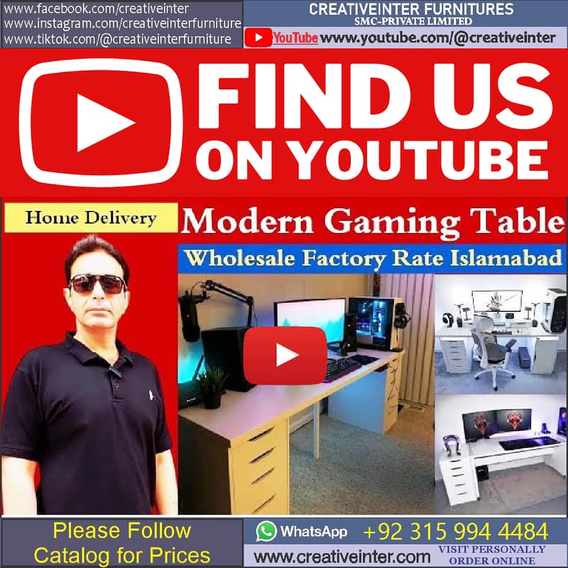 Office table Modern gaming desk chair workstation laptop study meeting 18