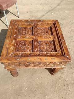 Swati hand carving centre table for sale. Antique design.