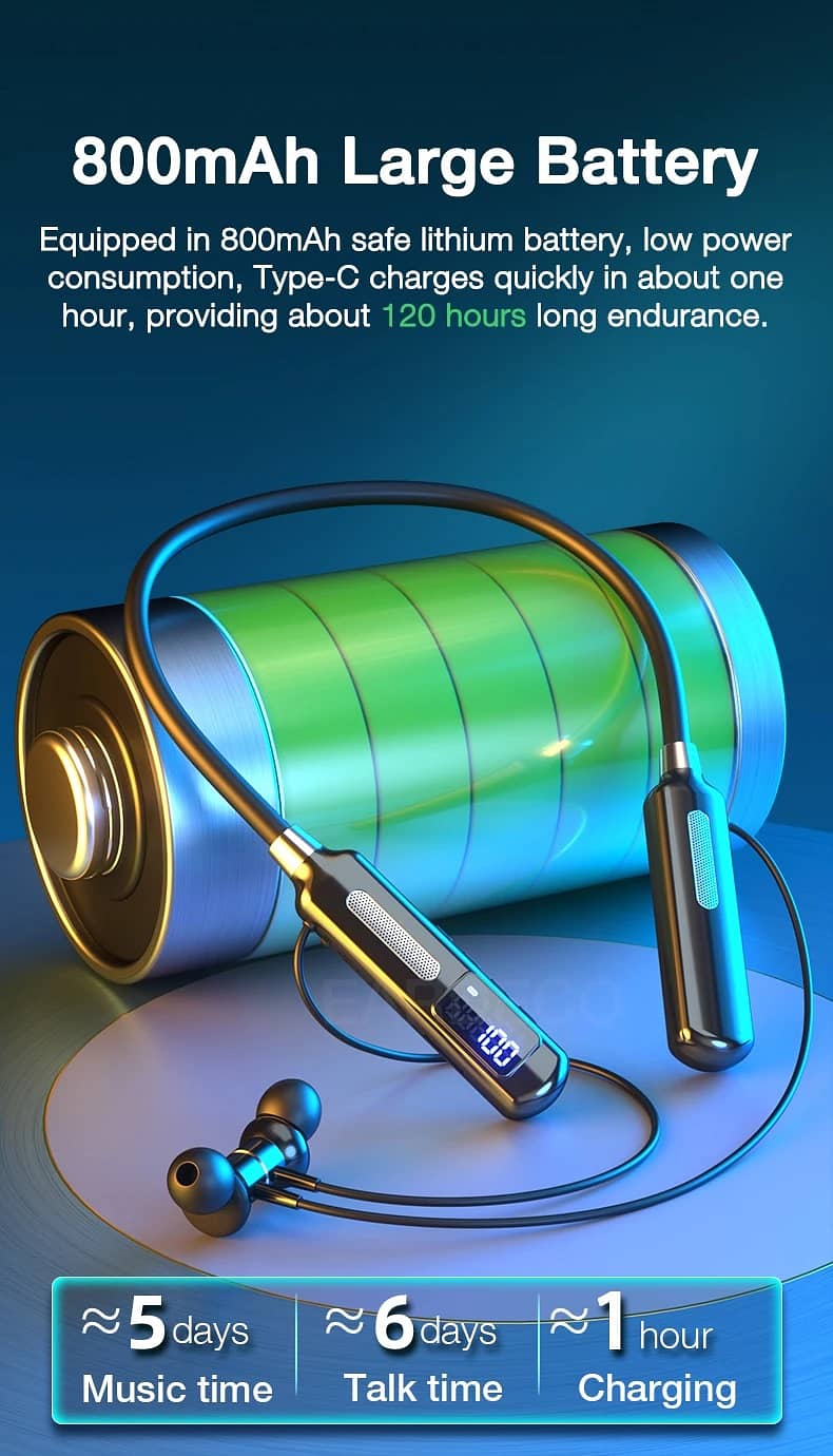 Bluetooth Earphone Headphone Neckband Stereo Bass 4