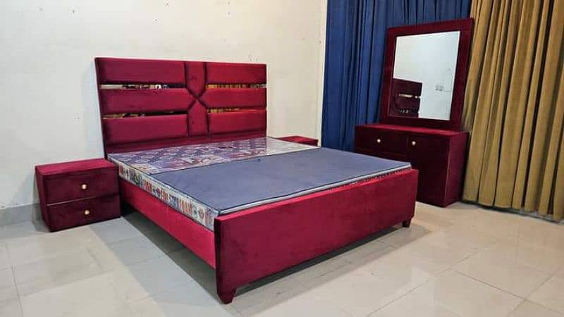 Double bed/bed set/gloss paint bed/Poshish bed/king bed/bed/Furniture 15