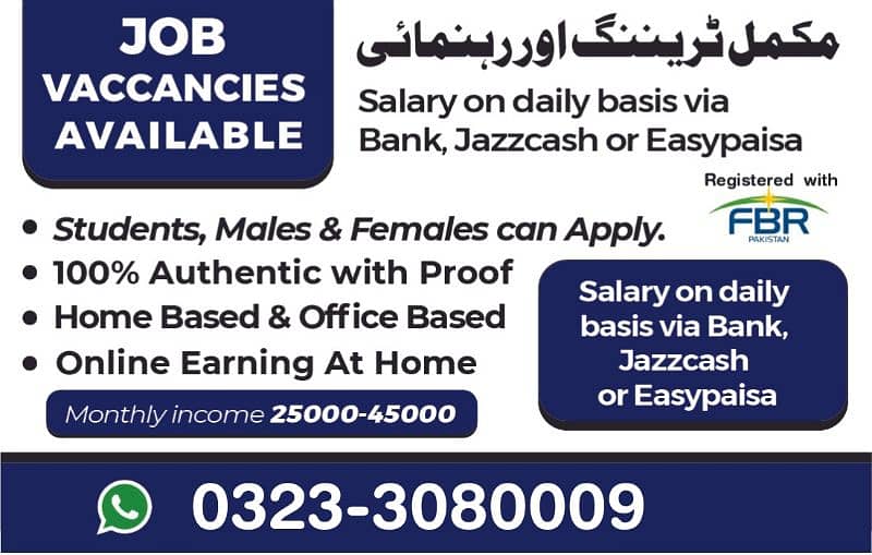 Online Jobs available for Males Females and Students 0