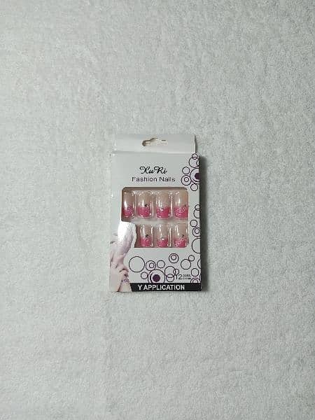 Artificial nails with sticker glue 0