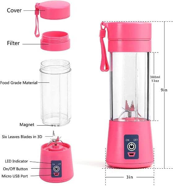 Rechargeable Travel Glass Juicer Bottle available 3