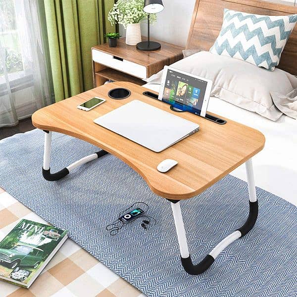 Portable Folding Laptop Table Desk Wooden Foldable 0
