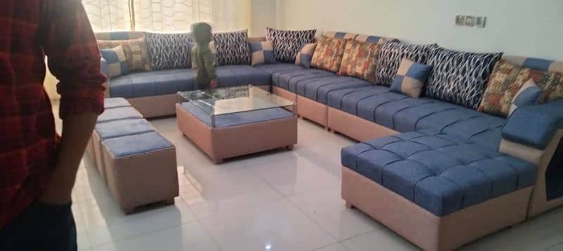 new 10 seater sofa with four stools 3