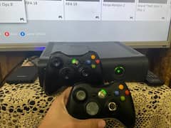 xbox 360 with  2 controllers and 11 games