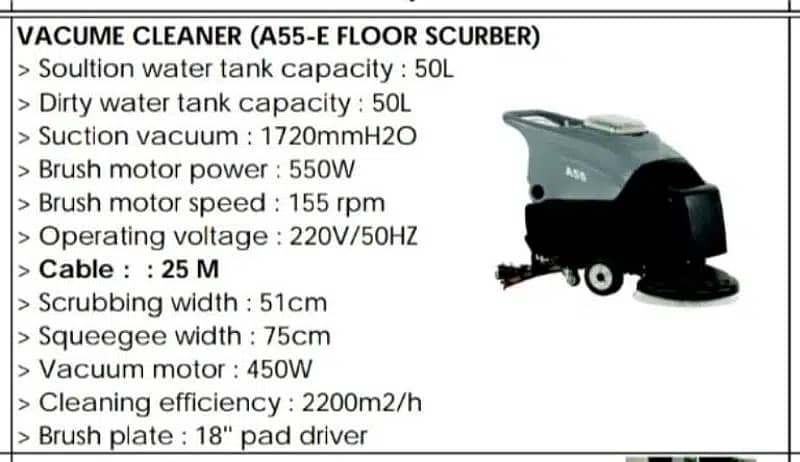 A55-E, PROFESSIONAL COMMERCIAL WALK BEHIND FLOOR SCRUBBER DRYERS 1