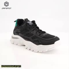 jafspot men's mesh and Pu Leather  sneakers. Black