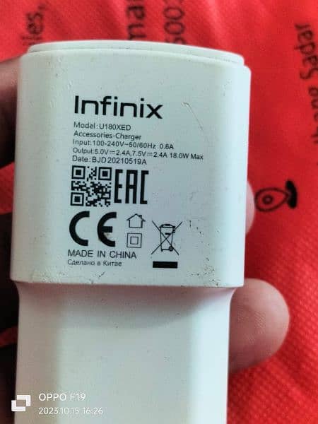 Infinix 18 wat charger original box wala 03129572280 3