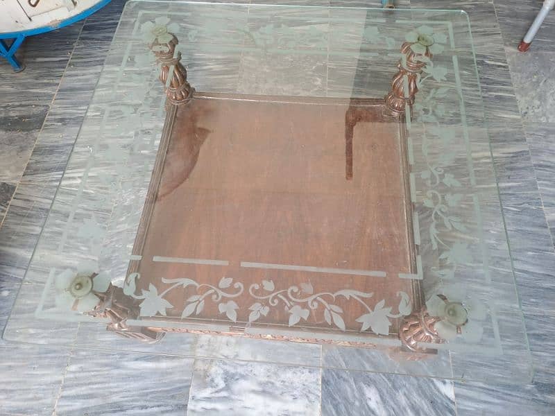 Square wood table with glass top 1