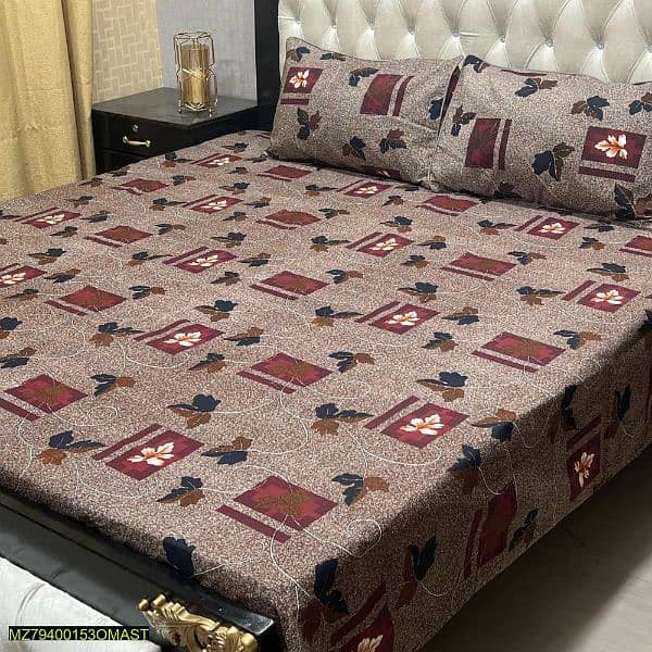3 Pcs Crystal Cotton Double Bedsheets Collection 1