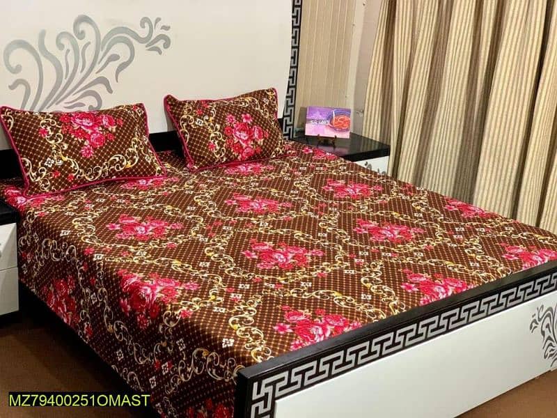 3 Pcs Crystal Cotton Double Bedsheets Collection 3