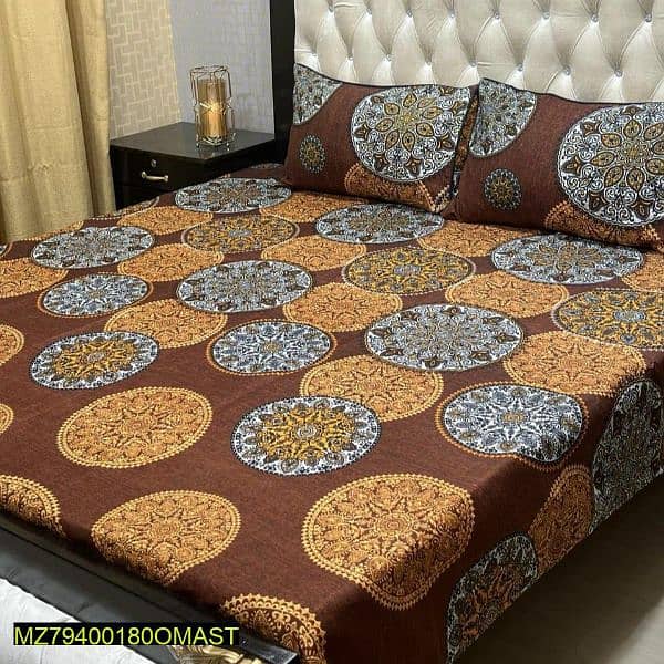 3 Pcs Crystal Cotton Double Bedsheets Collection 4