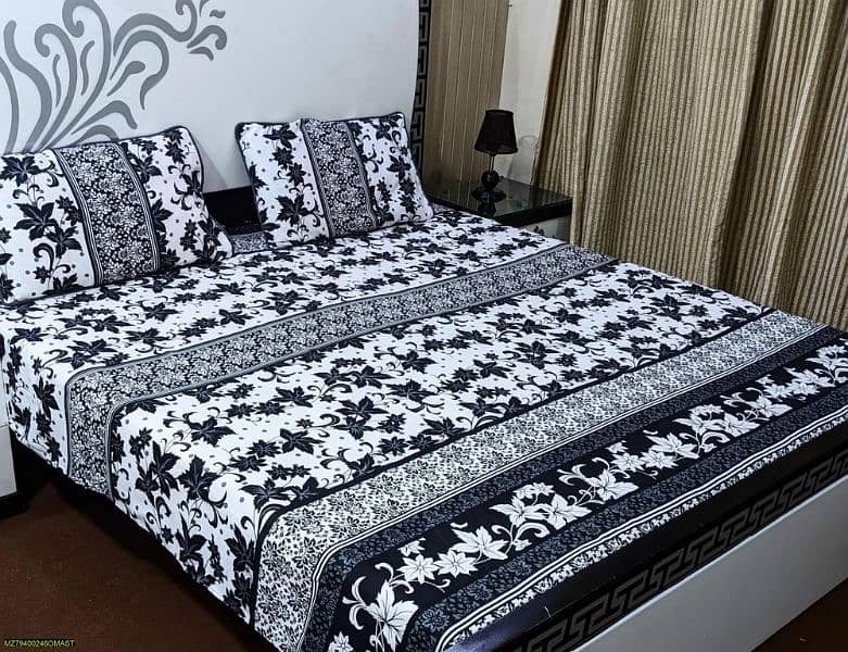 3 Pcs Crystal Cotton Double Bedsheets Collection 5