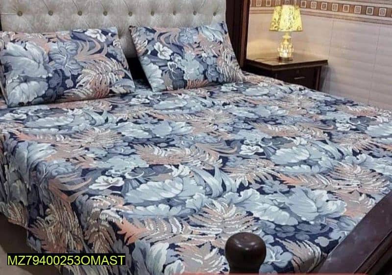 3 Pcs Crystal Cotton Double Bedsheets Collection 6