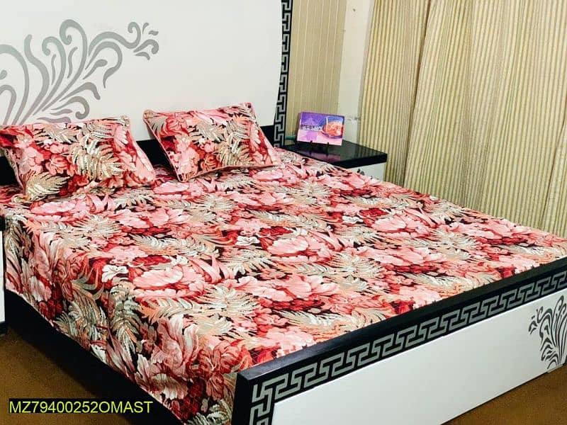 3 Pcs Crystal Cotton Double Bedsheets Collection 7
