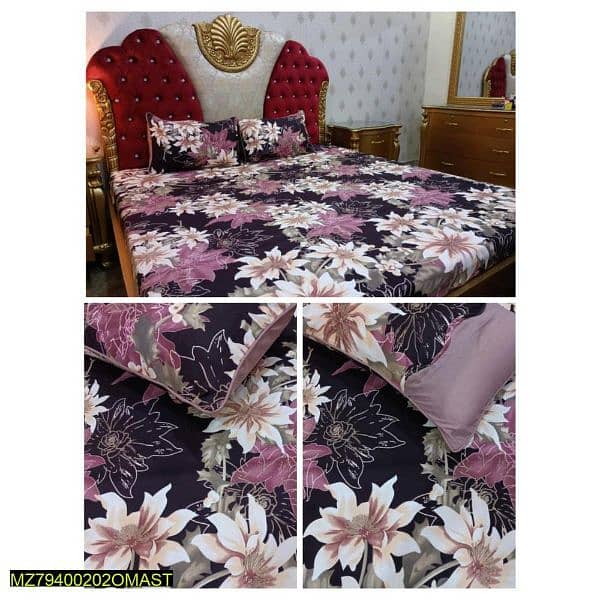 3 Pcs Crystal Cotton Double Bedsheets Collection 8