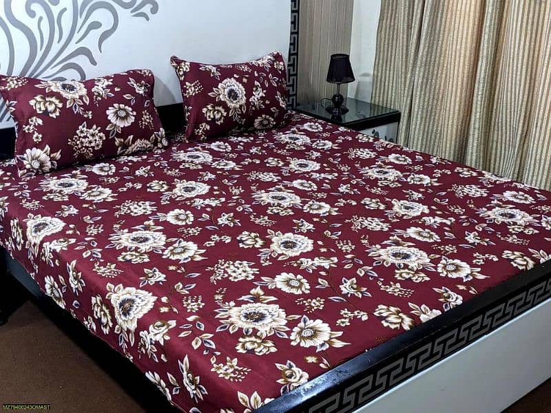 3 Pcs Crystal Cotton Double Bedsheets Collection 9