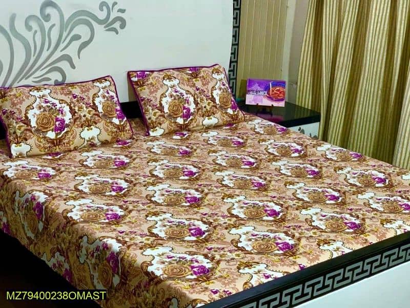3 Pcs Crystal Cotton Double Bedsheets Collection 10