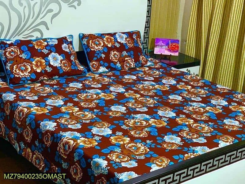 3 Pcs Crystal Cotton Double Bedsheets Collection 12