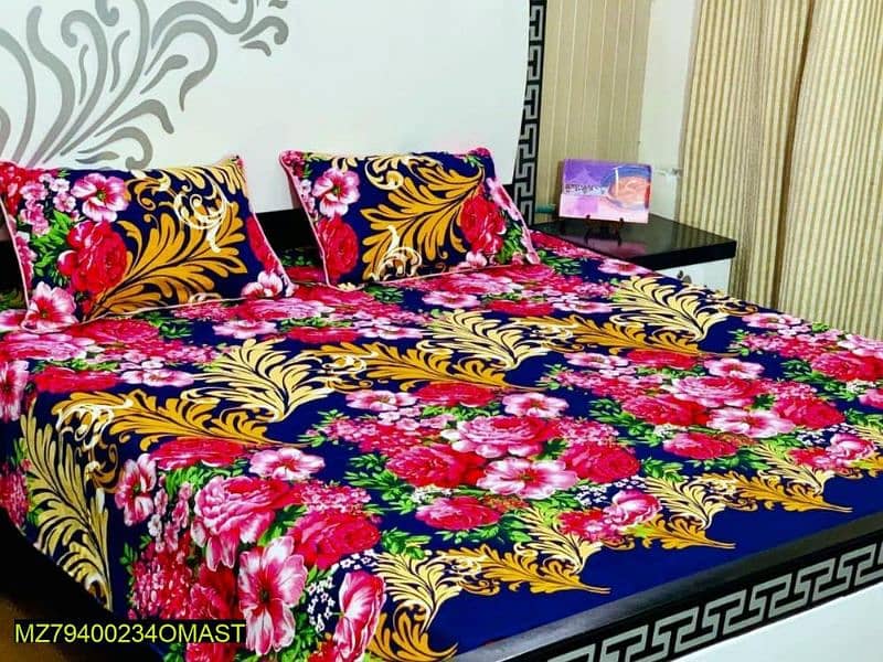3 Pcs Crystal Cotton Double Bedsheets Collection 13