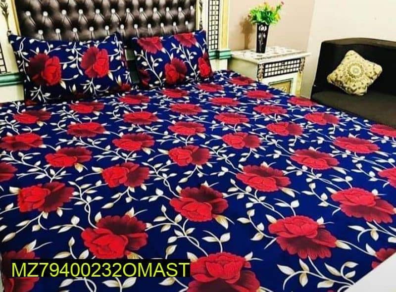 3 Pcs Crystal Cotton Double Bedsheets Collection 14