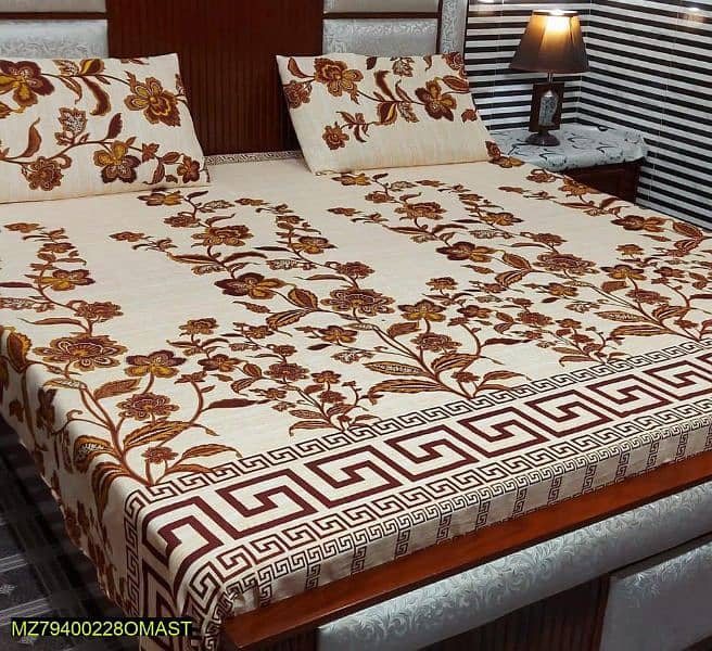 3 Pcs Crystal Cotton Double Bedsheets Collection 17
