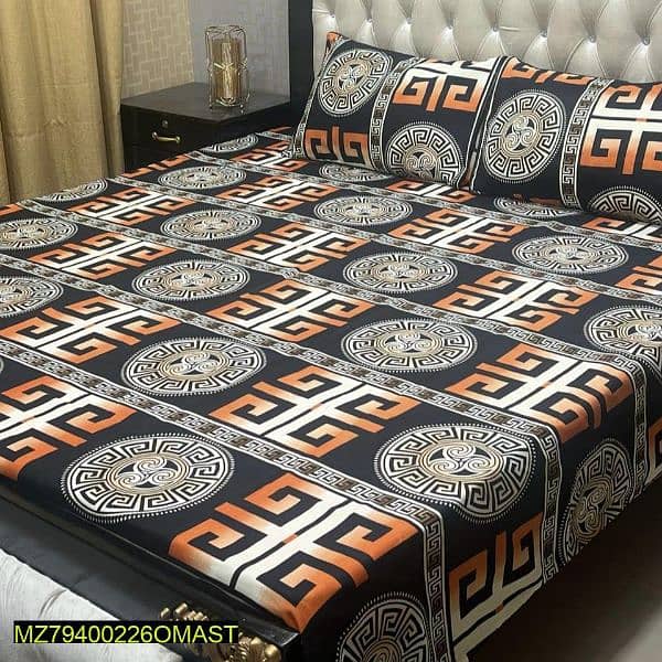 3 Pcs Crystal Cotton Double Bedsheets Collection 18