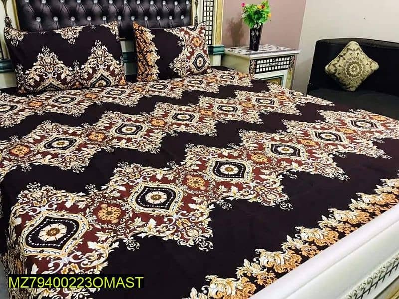 3 Pcs Crystal Cotton Double Bedsheets Collection 19