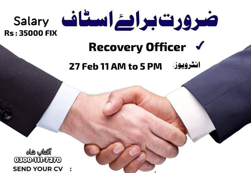 Recovery Job vacancy Handsome salary Android Mobile bike Compulsory 0