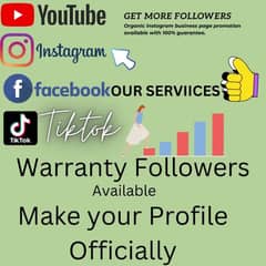 Instagram , TikTok , Facebook & Youtube Followers and likes Services