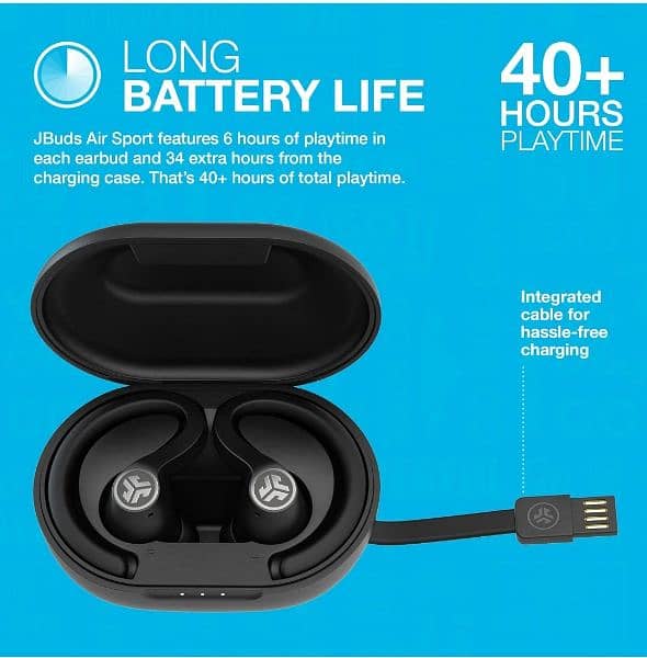 JLab JBuds Air Sport True Wireless Bluetooth Earbuds + Charging Case 1