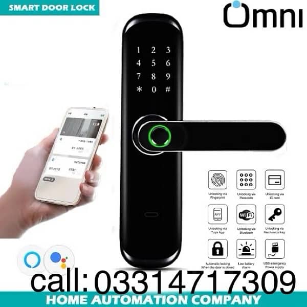 Wifi mobile based Smart Handle door lock wooden main home security 0