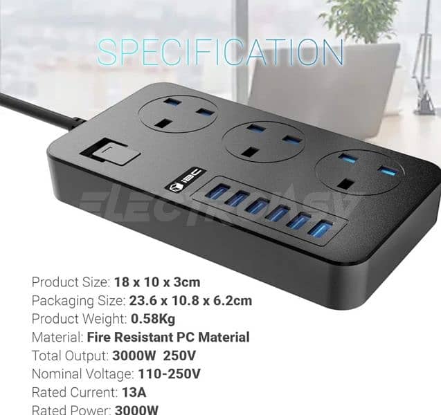 Universal Power Strip With 6 Usb Ports (AccLoo) 3