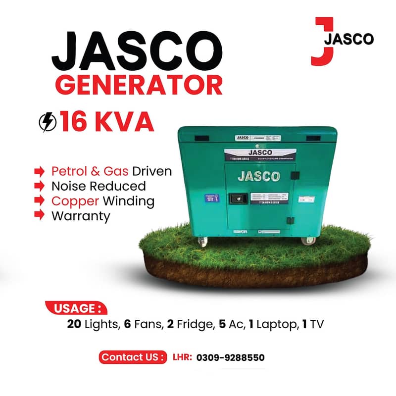 Sound Proof Generator Canopy Jasco 8 KVA-16KVA NEW BOX PACK WARRANTY 7