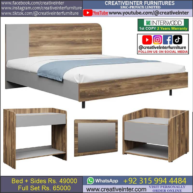 Double Bed Set Full King Size Dressing Almari Single Home Furniture 15