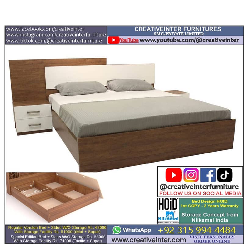 Double Bed Set Full King Size Dressing Almari Single Home Furniture 16