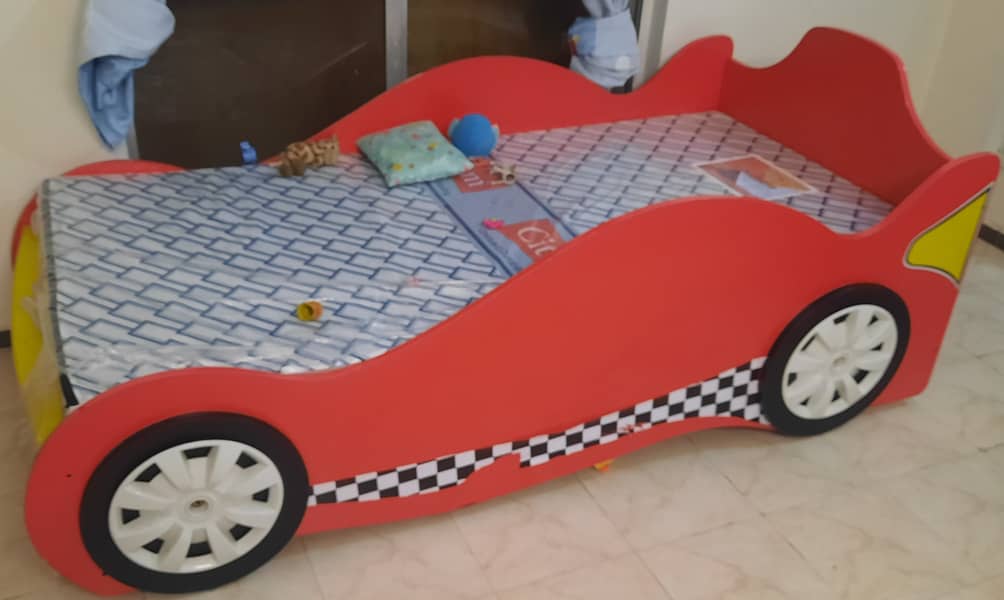 Car Bed, Baby Bed, Boy Bed, Single Bed, Bed, Kids Bed with Mattress 0