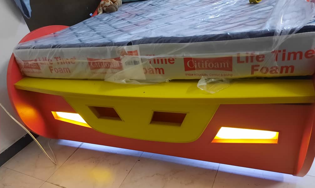 Car Bed, Baby Bed, Boy Bed, Single Bed, Bed, Kids Bed with Mattress 2