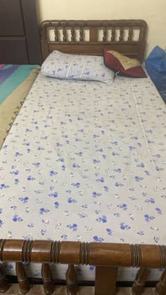 Bed with mattress, 2 side tables