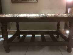Wooden Table + Floral Cloth