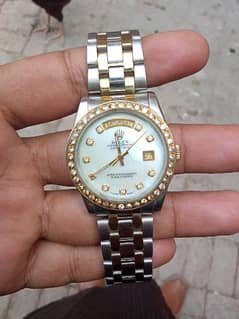 Rolex, fully automatic, sea shal, gold plated dimonds dates day watch'