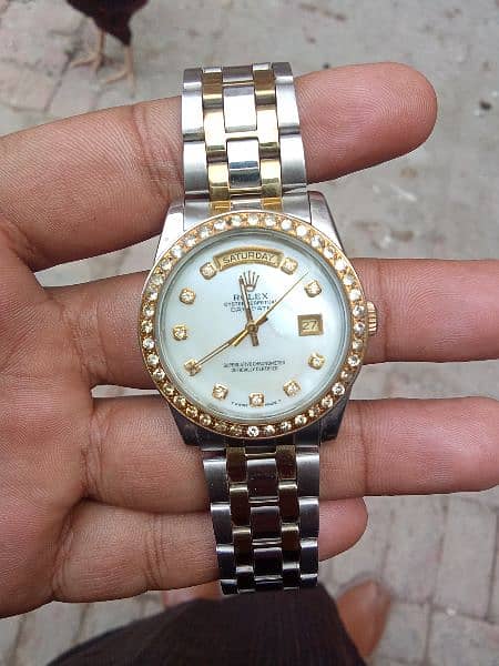 Rolex, fully automatic, sea shal, gold plated dimonds dates day watch' 0