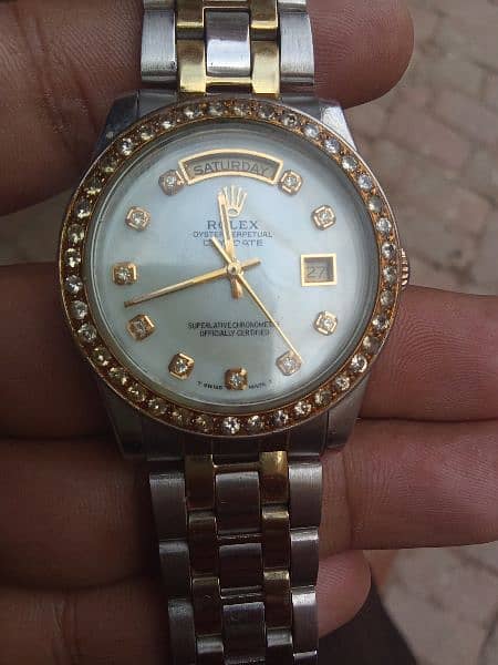Rolex, fully automatic, sea shal, gold plated dimonds dates day watch' 5