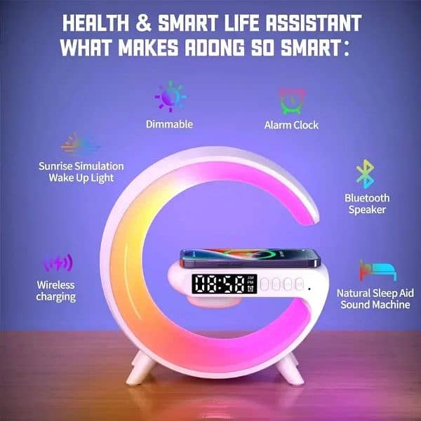 Multifunction Wireless Charging Pad stand Bluetooth speaker with RGB 2