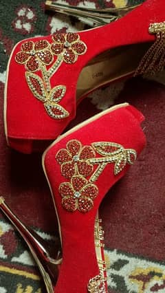 fancy bridal high heel  red colour walwet style shoe 0